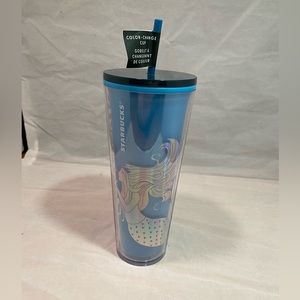 Starbucks Christmas 2021 Blue Mermaid 24oz Venti Tumbler - Color Changing